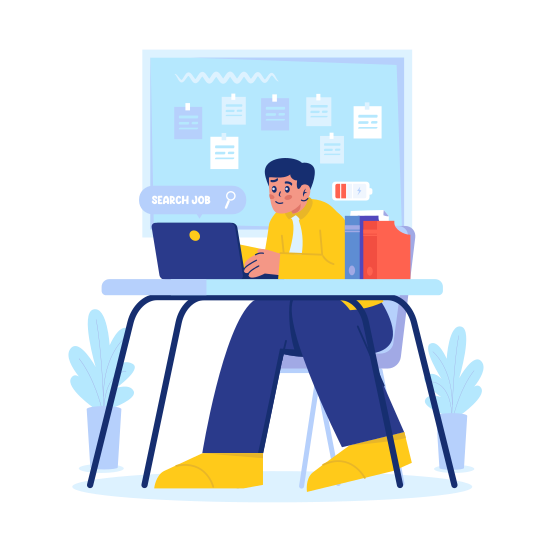Job Search, Career, Hiring, Recruitment, Office Worker, Employee, Browsing, Job Seeker illustration