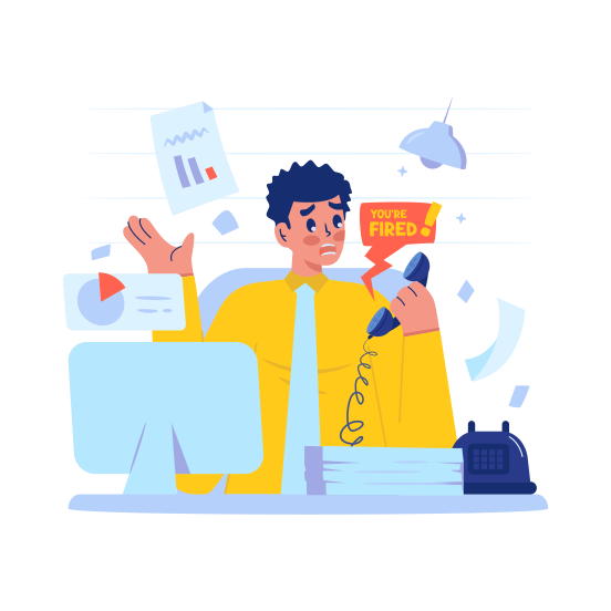 Office Worker, Get Sack, Fired, Phone Call, Communication illustration