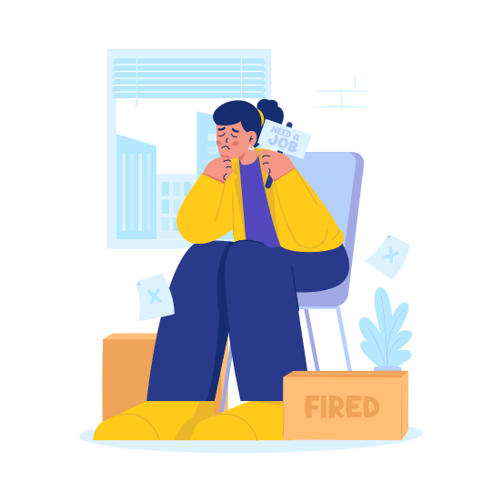 Office Worker, Woman, Fired, Job Loss, Hire Me, Unhappy,  illustration
