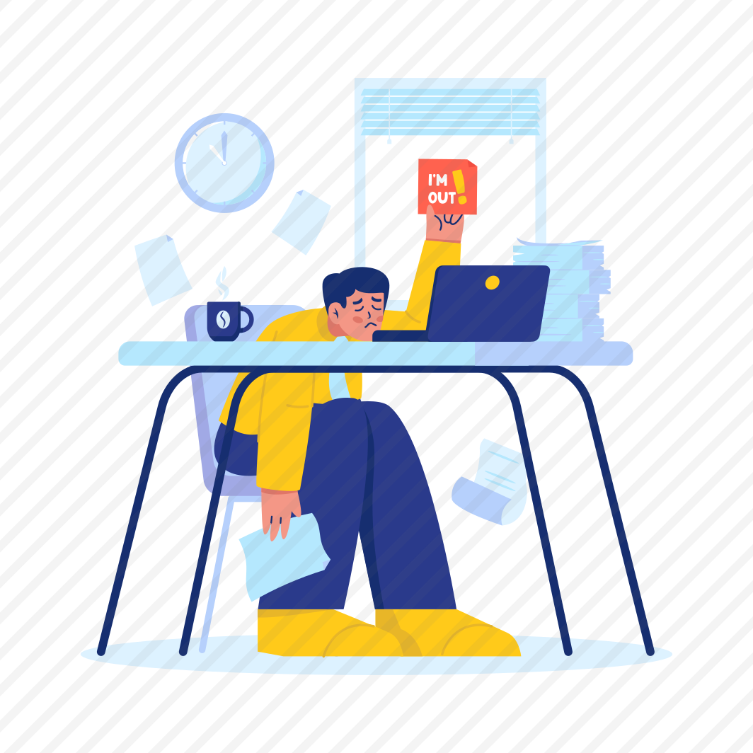 Tired, Fired, Quit, Exit, Resignation, Work Pressure, Give Up, Burnout preview