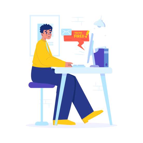 Unhappy, Fired, Get Sack, Communication, Office Worker illustration