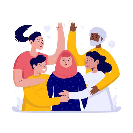 Togetherness, Friendship, Teamwork, Diversity, Support, Woman, Girl illustration