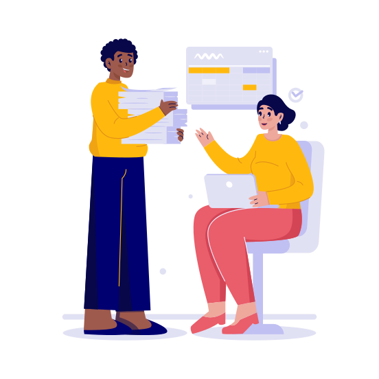 Reporting, Document, Teamwork, Discussion, Management, Deadline illustration