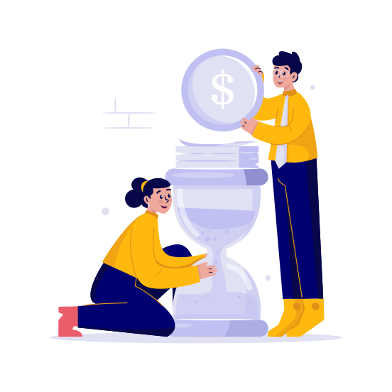 Team Building, Deadline, Teamwork, Finance, Profit, Management, Hourglass, Success, Business illustration