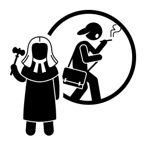 Icons Judge Justice Juvenile Law Law Smoking Underage Young Stick Figure Pictogram icon