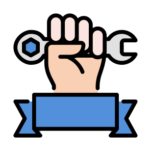 Labor Day, Wrench, Worker, Ribbon, Hands And Gestures icon