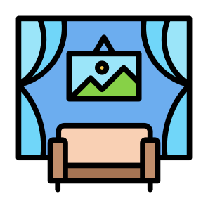 Interior, Sofa, Home,  Decoration, Curtain icon