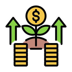 Profits, Income, Money, Investment, Growth, Increase icon