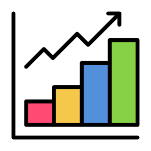 Growth, Up Arrow, Statistics, Bar Chart, Benefit icon