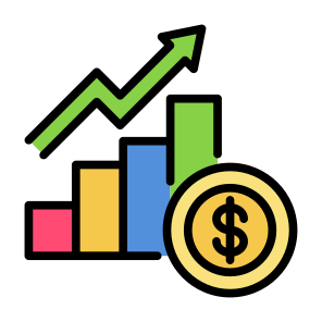 Revenue, Up Arrow, Money, Increase, Growth icon