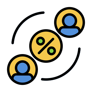 Commission, Percentage, User, Split, Process icon