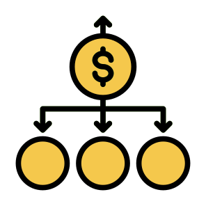 Diversification, Distribute, Investment, Money, Allocation  icon