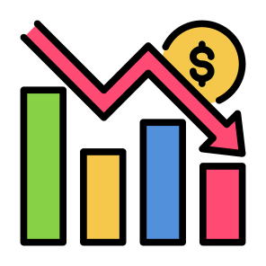 Loss, Income, Statistics, Decrease, Money icon