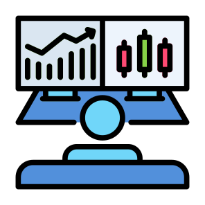Trading, Trader, User, Stock, Bar Chart  icon