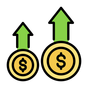 Up Selling, Cost, Price Up, Growth, Increase  icon