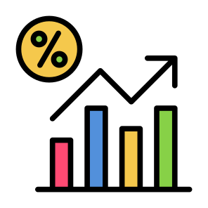 Interest Rate, Growth, Percentage, Percent, Increase, Chart icon