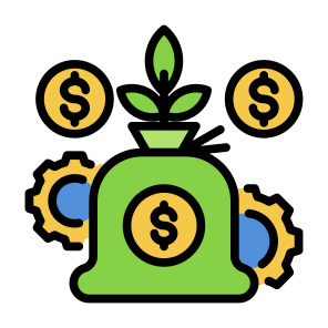 Asset Management, Wealth, Money Management, Money Bag, Setting  icon