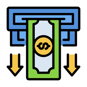 Cash Withdrawal, Money Withdrawal, Money, Currency, Atm Machine icon