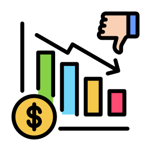 Disadvantage, Earning, Statistics, Loss, Decrease icon