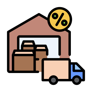 Wholesale, Sales, Discount, Shipping And Delivery, Warehouse  icon