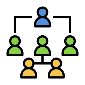 Organization Structure, Structure, Teamwork, Management, Coordinator, Leader icon