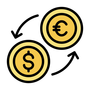 Money Exchange, Conversion, Exchange, Euro, Dollar icon