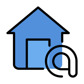 At Home, At Sign, Communications, Mail, House, Buildings, Home, Email, Interface, Internet icon
