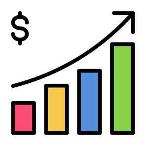 Growth, Statistics, Money, Benefit, Increase icon