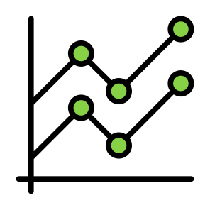 Line Graph, Statistics, Graphic, Comparative, Business icon