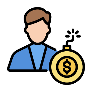 Debt, User, Bomb, Bankruptcy, Economy  icon