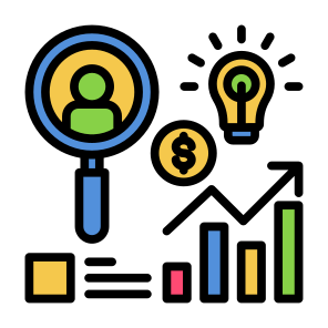 Business Intelligence, Statistics, Research, Idea, Solution icon