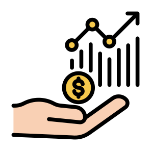 Investment, Sales,  Income, Growth, Statistics icon
