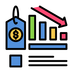 Low Price, Down, Markets, Reduce, Low Price icon