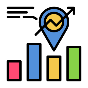 Market Positioning, Location, Objective, Position, Statistics icon