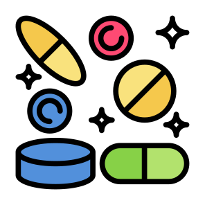Vitamins, Supplement, Medicine, Pills, Healthcare And Medical icon