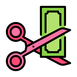 Cutting, Cut, Scissors, Money, Reduce Cost, Efficiency icon
