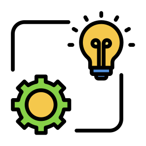 Innovation, Gear, Light Bulb, Management, Process Improvement, Improvement icon