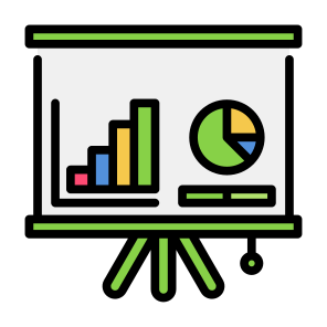 Presentation, Development, Report, Statistics, Analysis, Blackboard   icon