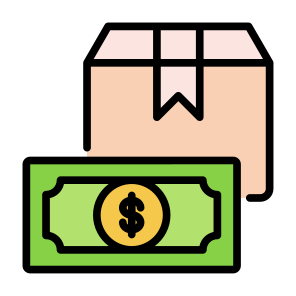 Cash Payment, Money, Product, Delivery Box, Shipping, Ecommerce icon