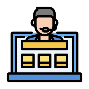 Customer Service Agent, Call, Laptop, Support, Call Center Agent, Ecommerce icon