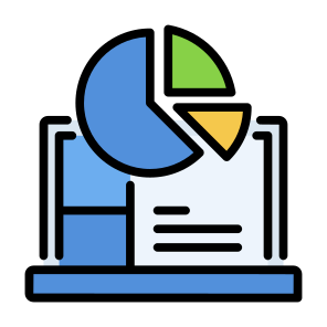 Pie Chart, Diagram, Statistics, Graph, Laptop icon
