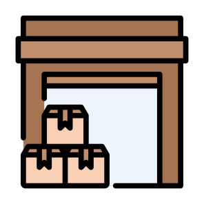 Warehouse, Box, Factory, Storage, Stock, Ecommerce icon