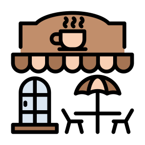 Cafe, Shop, Place, Coffee, Drink, Food  icon
