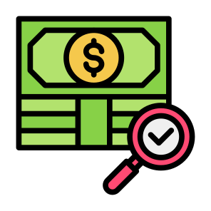 Audit, Currency, Economy, Validation, Money, Search  icon