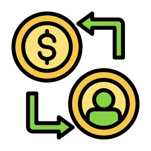 Exchange, Sell, Cash Flow, Buy, User, Money  icon