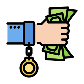 Bribe, Money, Hand, Handcuffs, Prisoner icon