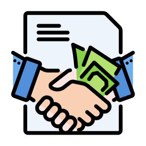 Bribery, Handshake, Money, Bribe, Document icon