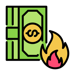 Money, Dollar, Fire, Cash, Flame  icon