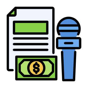 News, Money, Microphone, Bribery, Communication icon