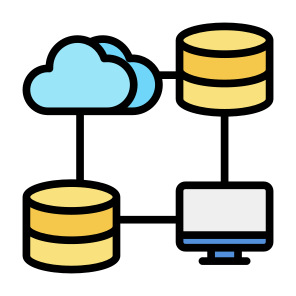Big Data, Data Processing, Process, Network, Database, Cloud Computing icon